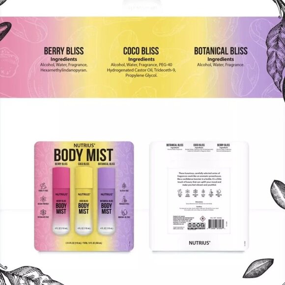 Nutrius Body Mist, 4 fl oz, 3-pack - New open box - Picture 6 of 6